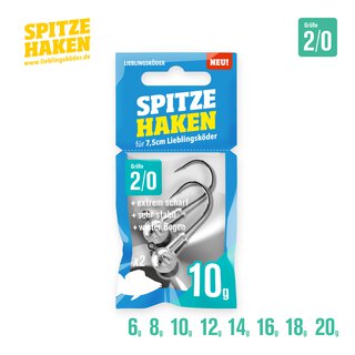 Spitze Haken Gr. 2/0  10 gr.