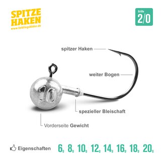 Spitze Haken Gr. 2/0  10 gr.