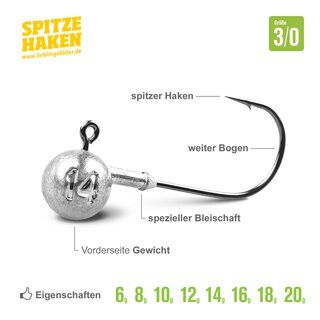 Spitze Haken Gr. 3/0  16 gr.